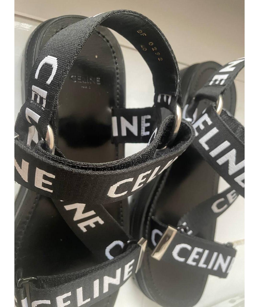CELINE Черные кожаные сандалии, фото 6