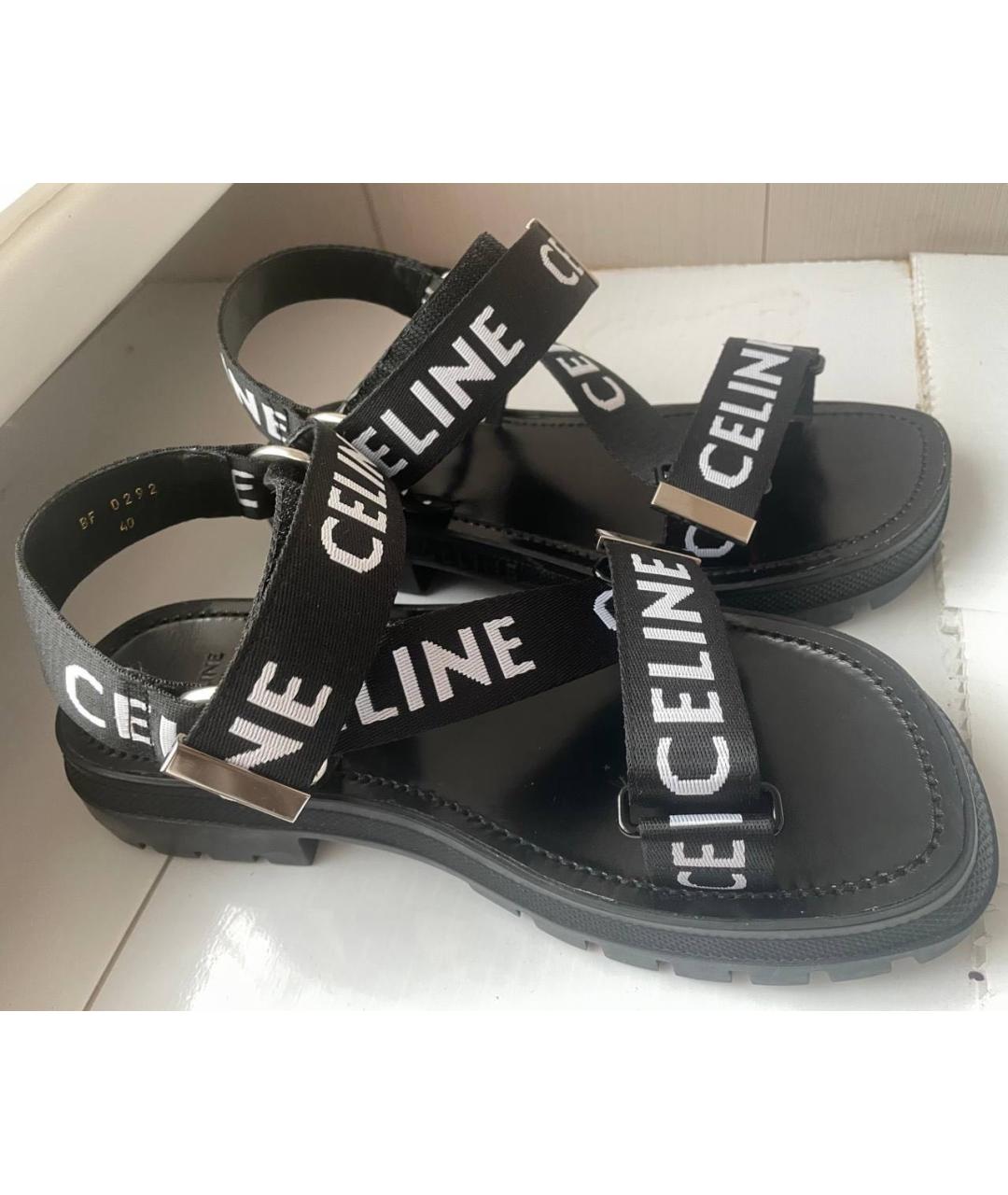 CELINE Черные кожаные сандалии, фото 5