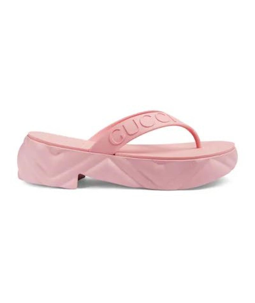 GUCCI Розовые резиновые шлепанцы, фото 7
