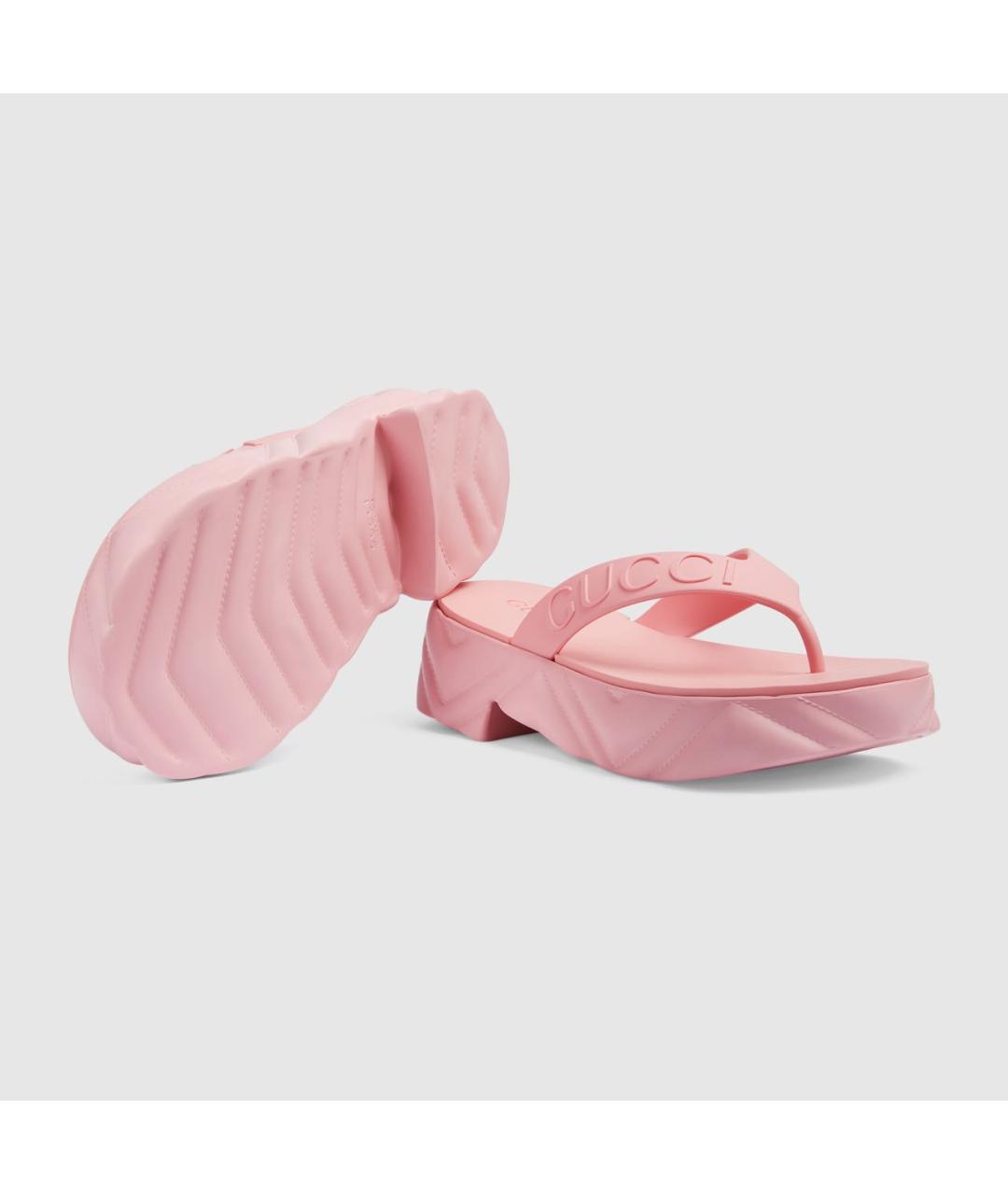 GUCCI Розовые резиновые шлепанцы, фото 5