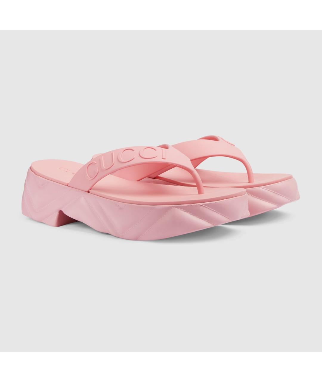 GUCCI Розовые резиновые шлепанцы, фото 3
