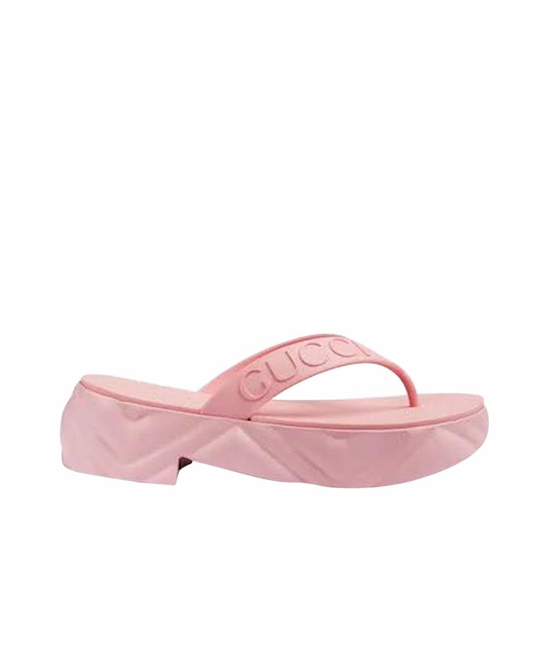 GUCCI Розовые резиновые шлепанцы, фото 1