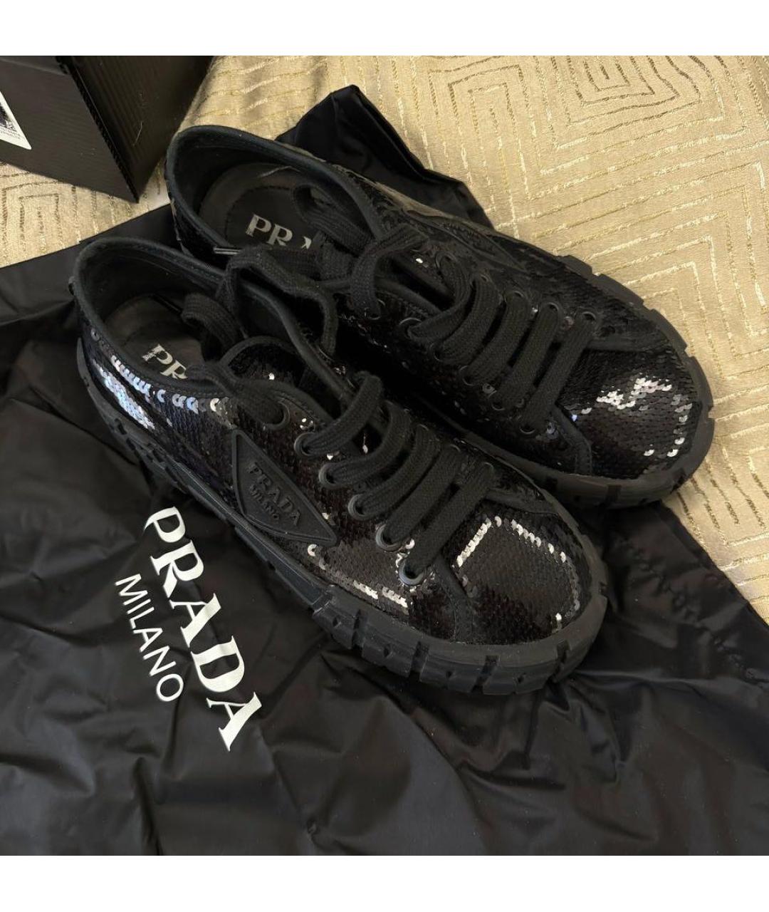 PRADA Черные текстильные кеды, фото 2