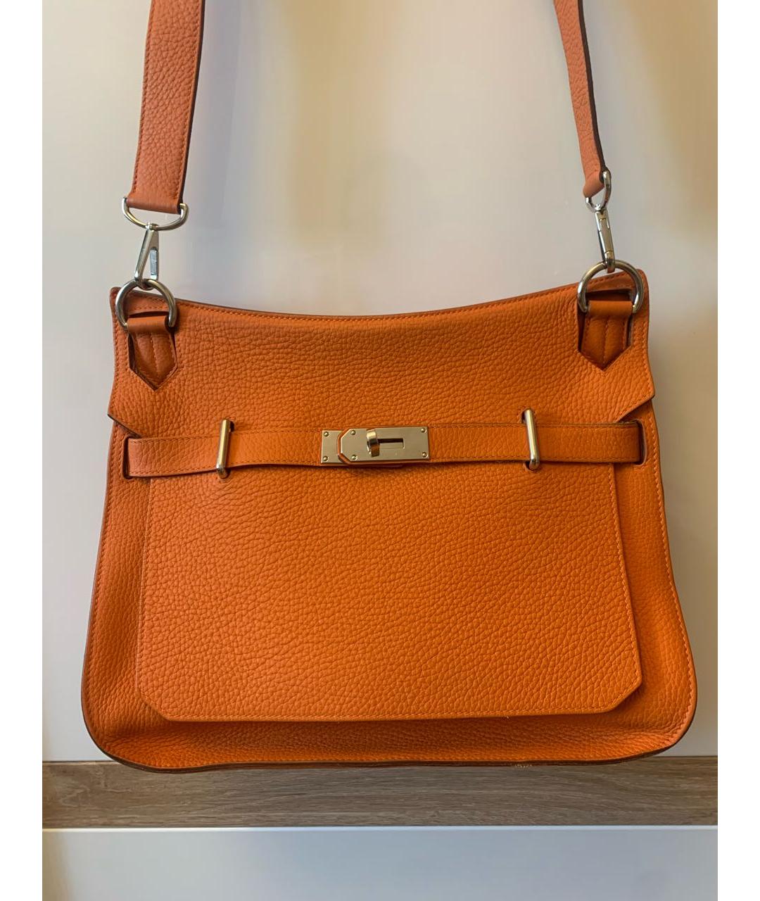 HERMES Оранжевая кожаная сумка через плечо, фото 4
