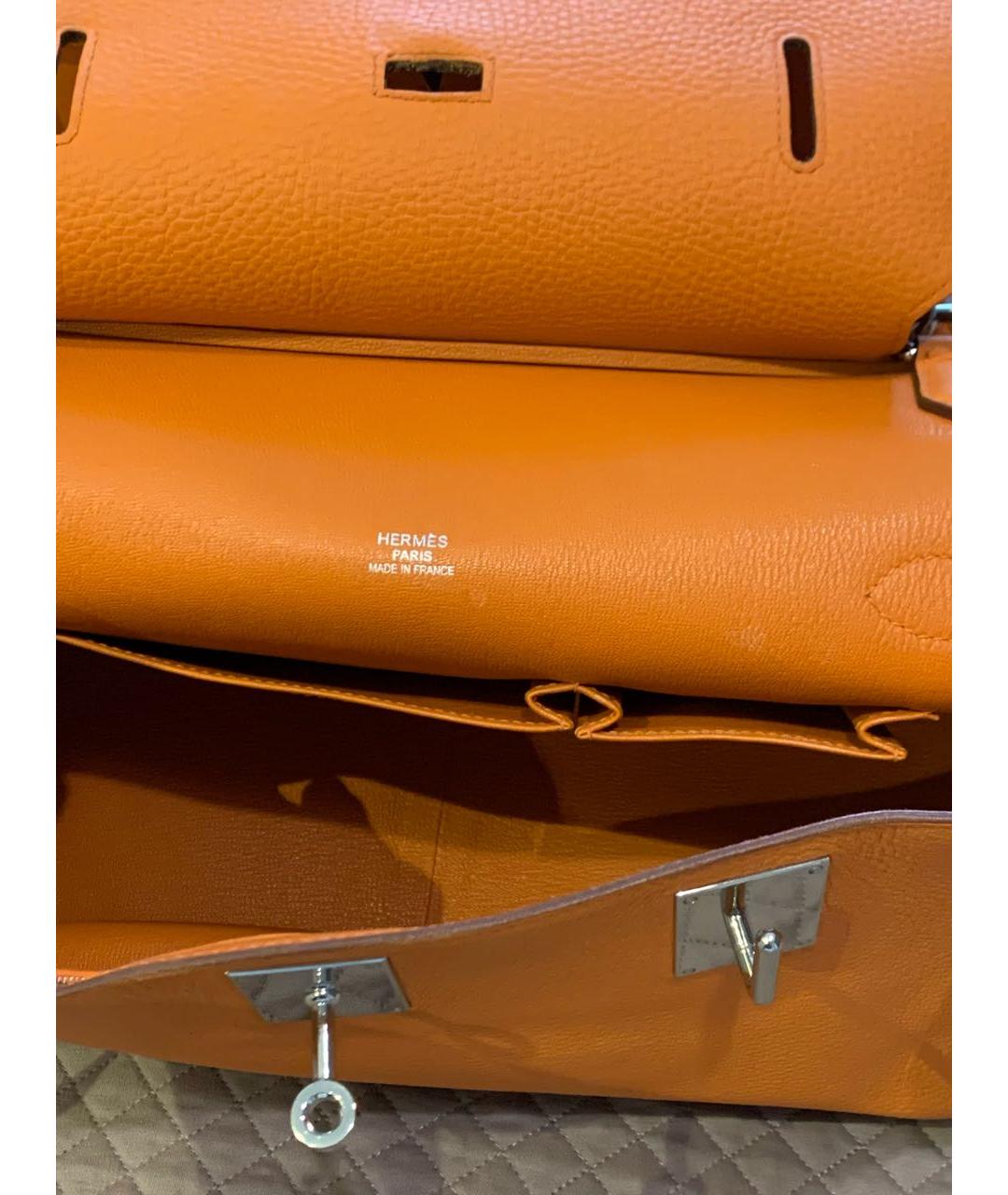 HERMES Оранжевая кожаная сумка через плечо, фото 3