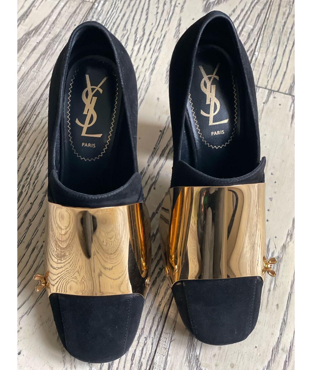 SAINT LAURENT Черные кожаные туфли, фото 2