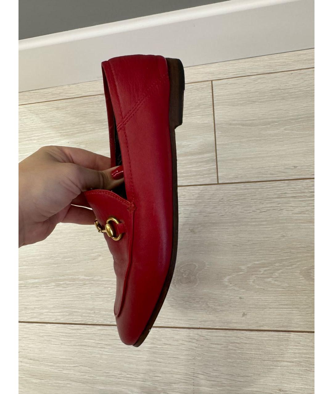 GUCCI Красные кожаные лоферы, фото 5