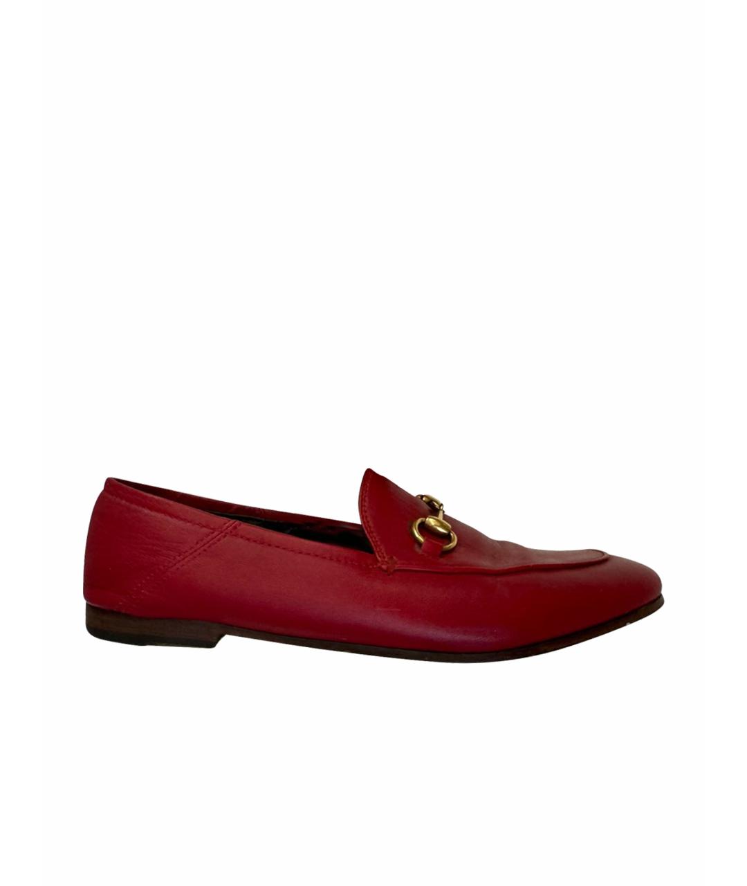 GUCCI Красные кожаные лоферы, фото 1