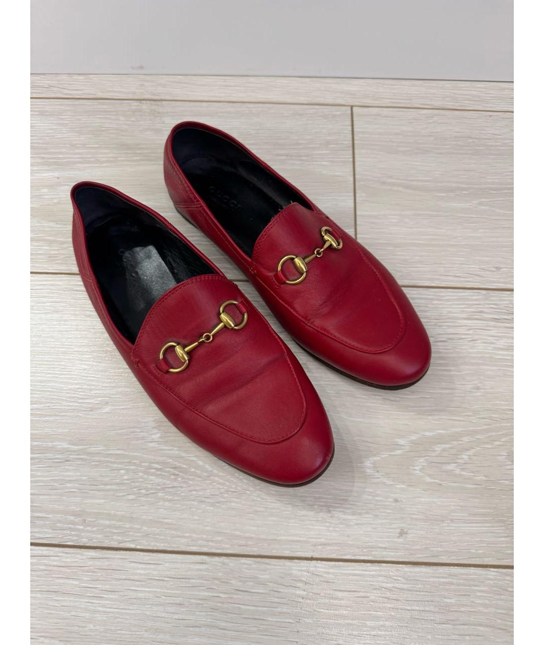 GUCCI Красные кожаные лоферы, фото 3
