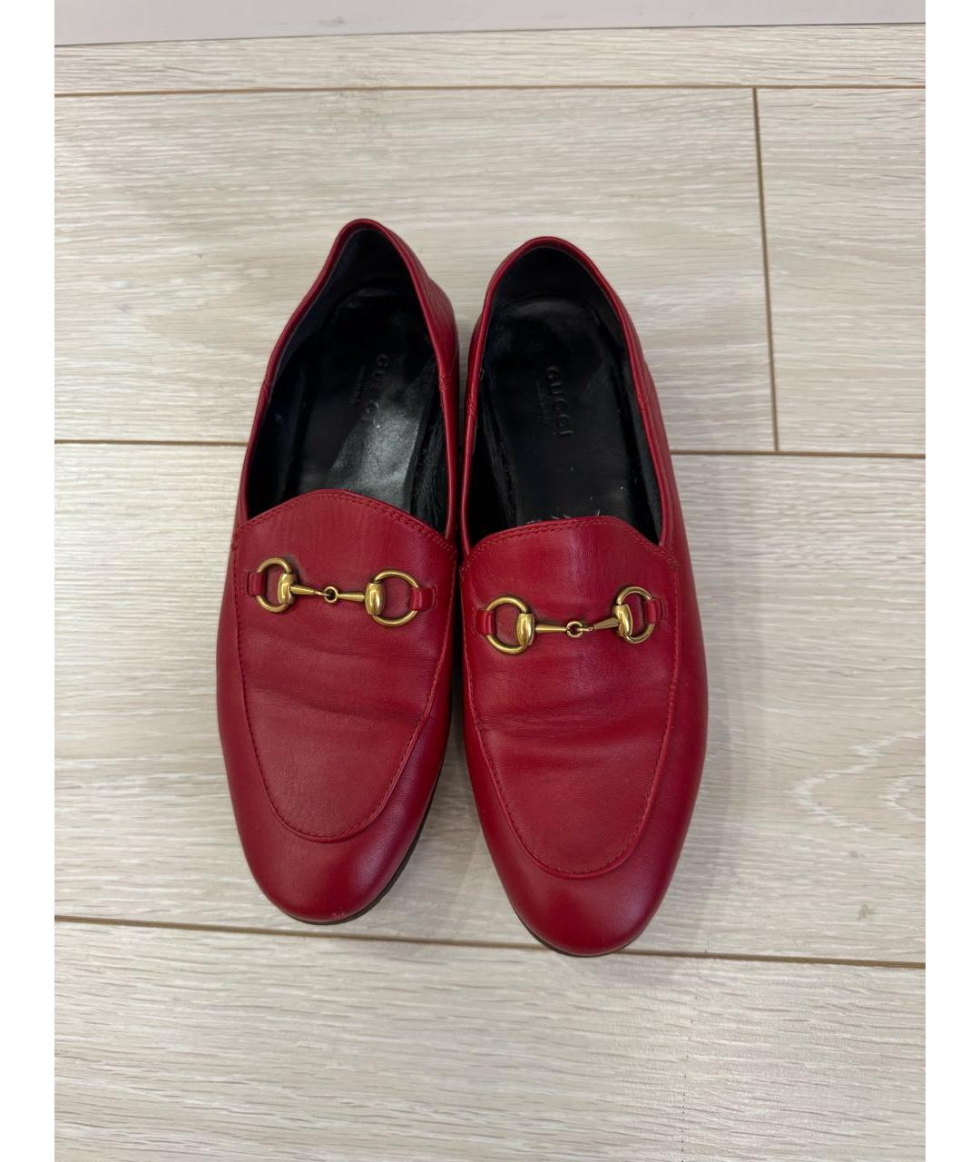 GUCCI Красные кожаные лоферы, фото 2