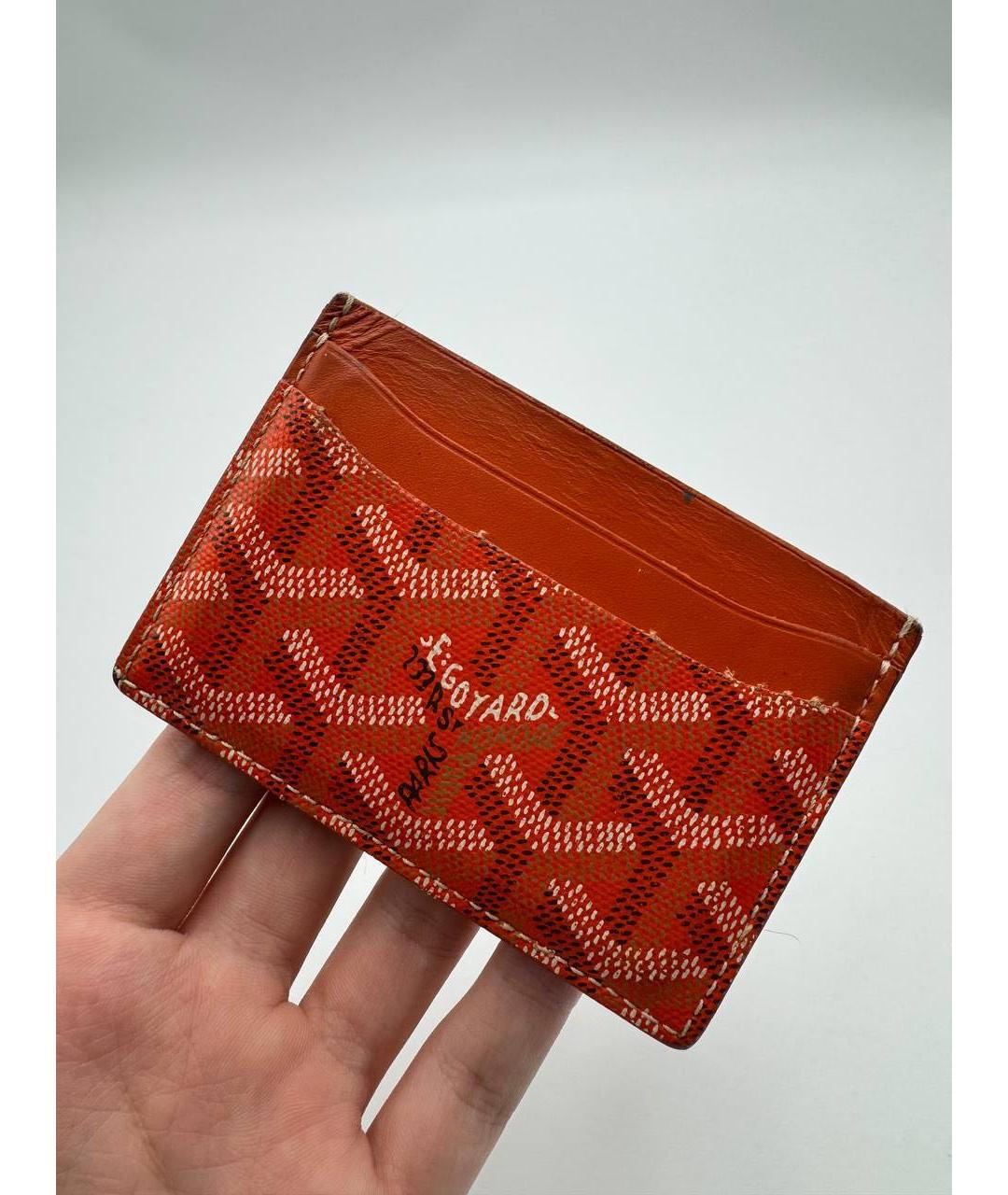GOYARD Оранжевый кожаный кардхолдер, фото 6