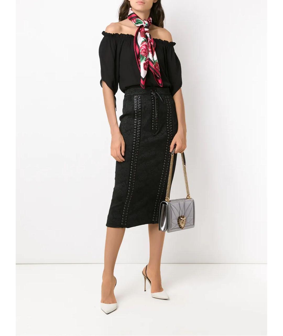 DOLCE&GABBANA Черная полиэстеровая юбка макси, фото 4