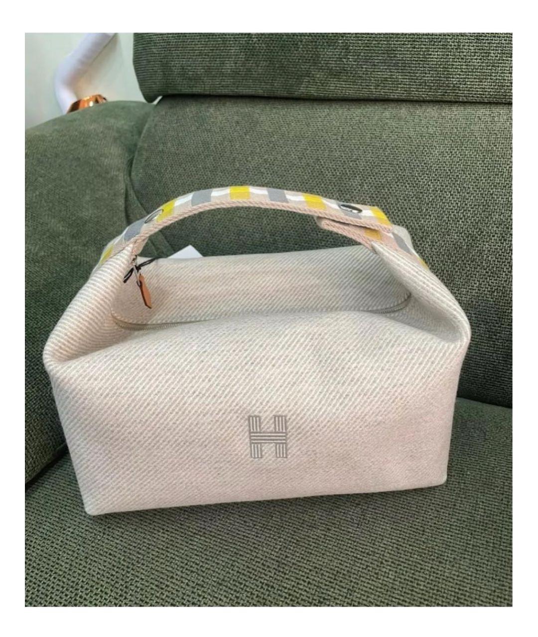 HERMES Бежевая хлопковая косметичка, фото 2