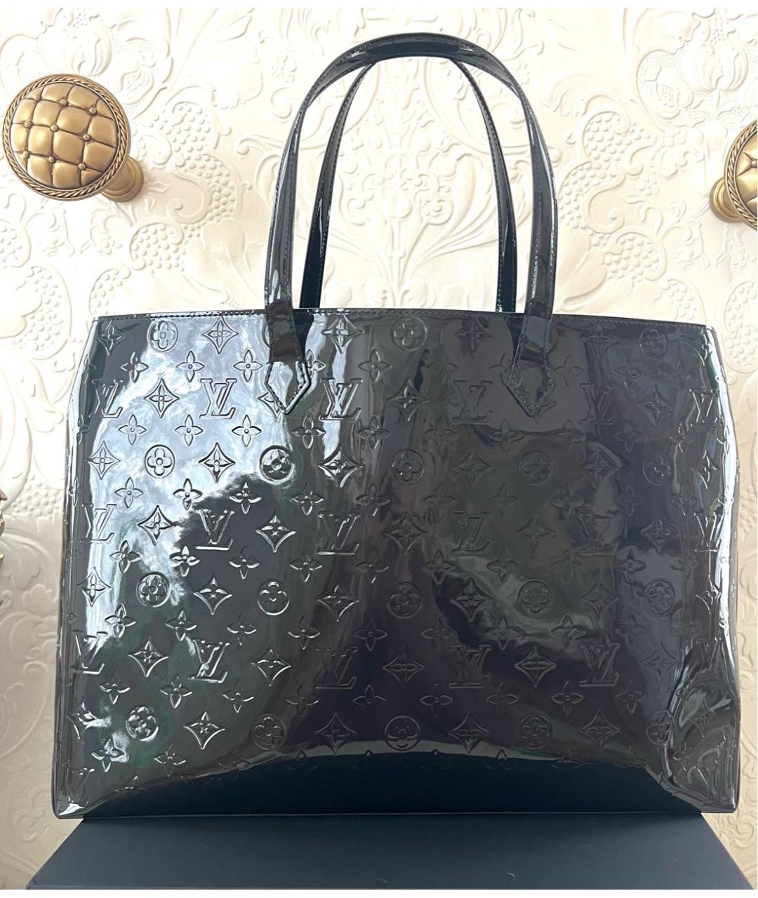 LOUIS VUITTON Темно-синяя сумка тоут из лакированной кожи, фото 2