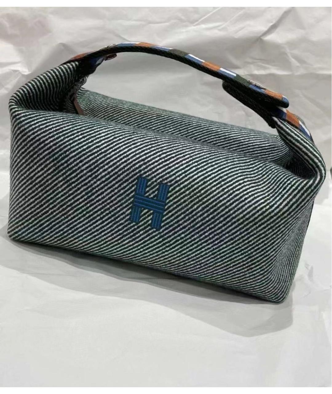HERMES Зеленая хлопковая косметичка, фото 3