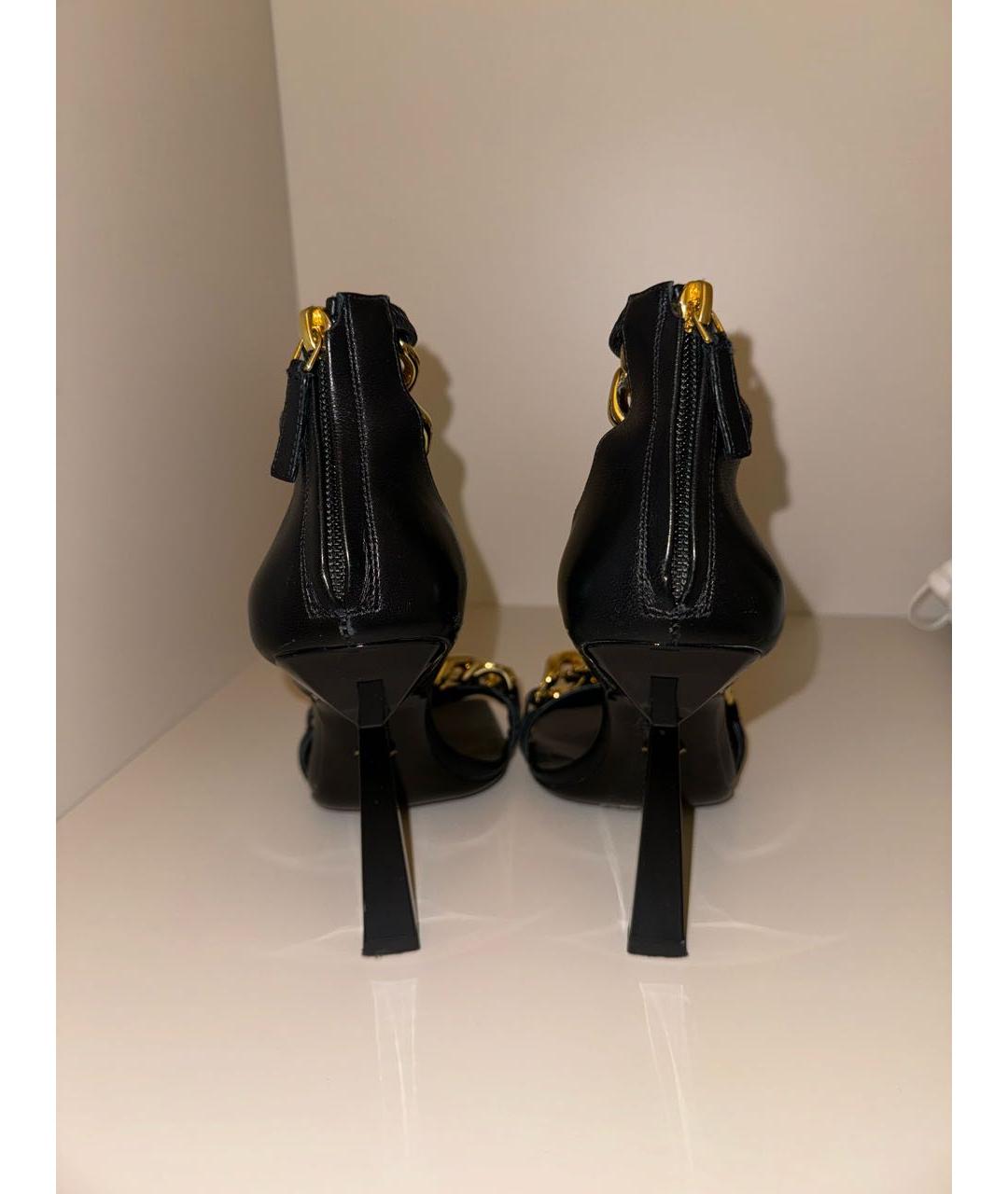 VERSACE Черные кожаные босоножки, фото 6