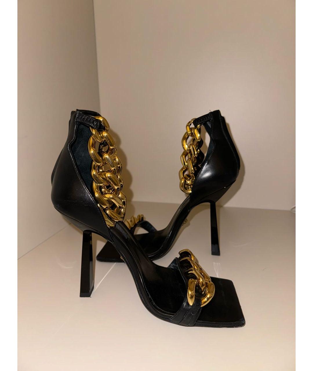 VERSACE Черные кожаные босоножки, фото 7