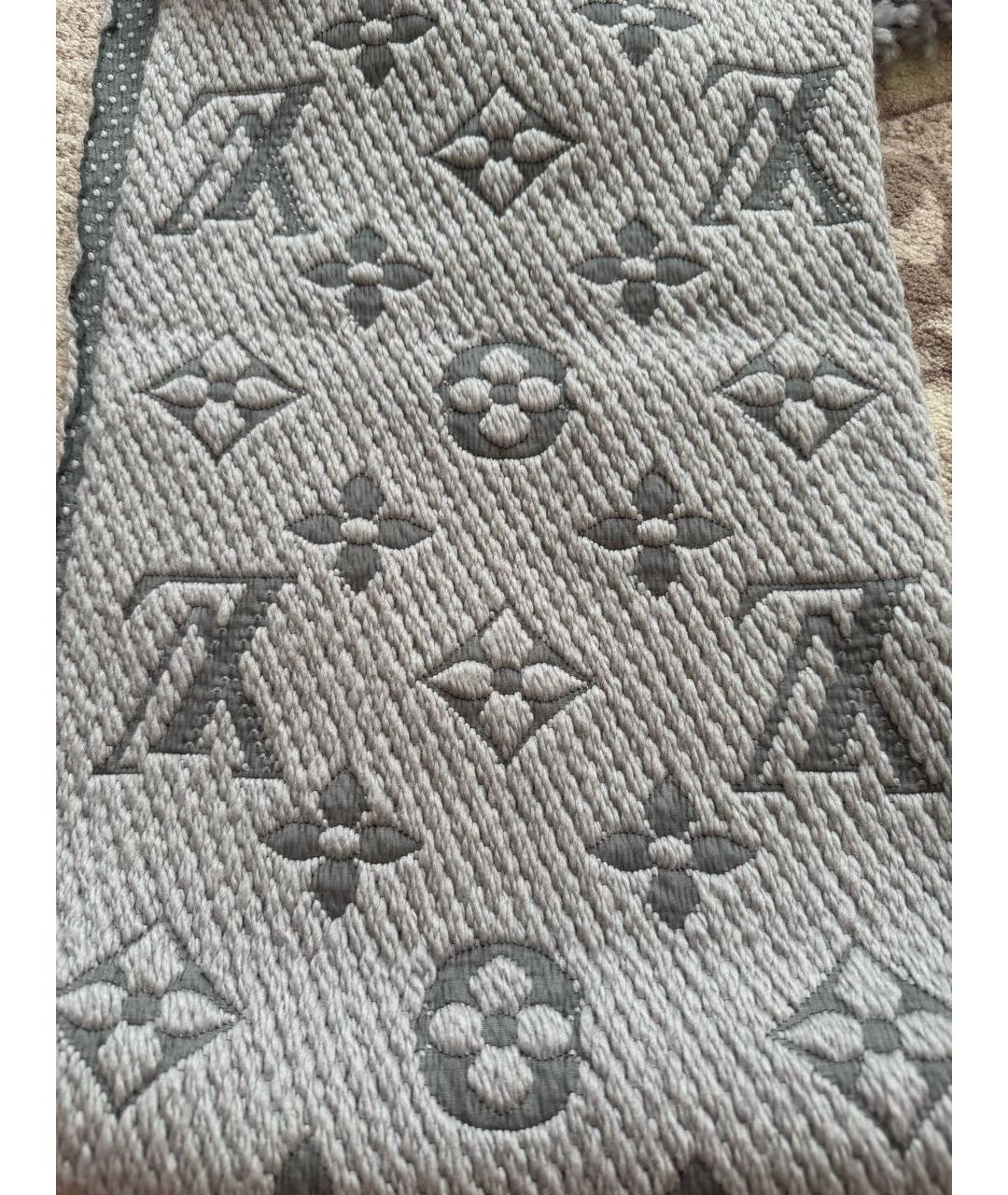 LOUIS VUITTON Серый шерстяной шарф, фото 2