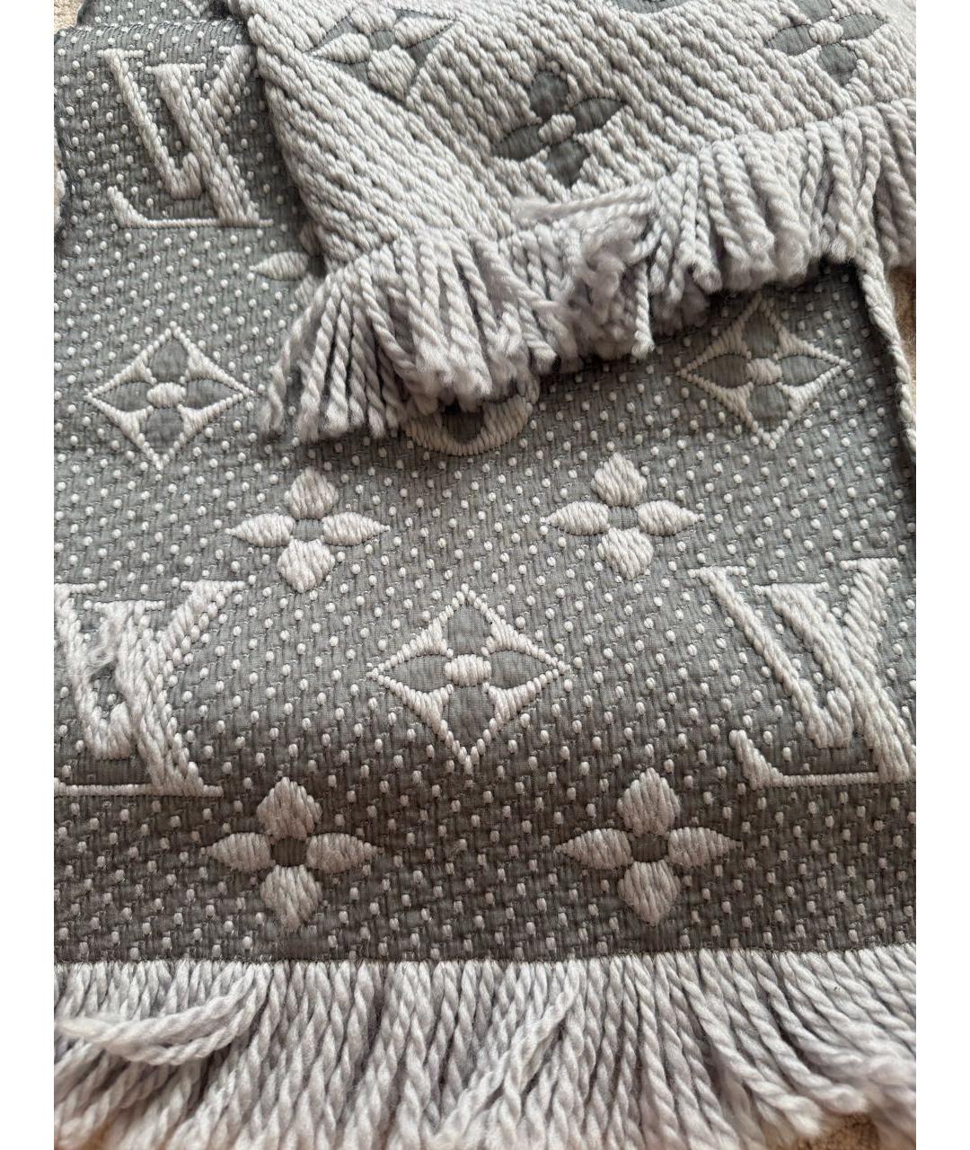 LOUIS VUITTON Серый шерстяной шарф, фото 3