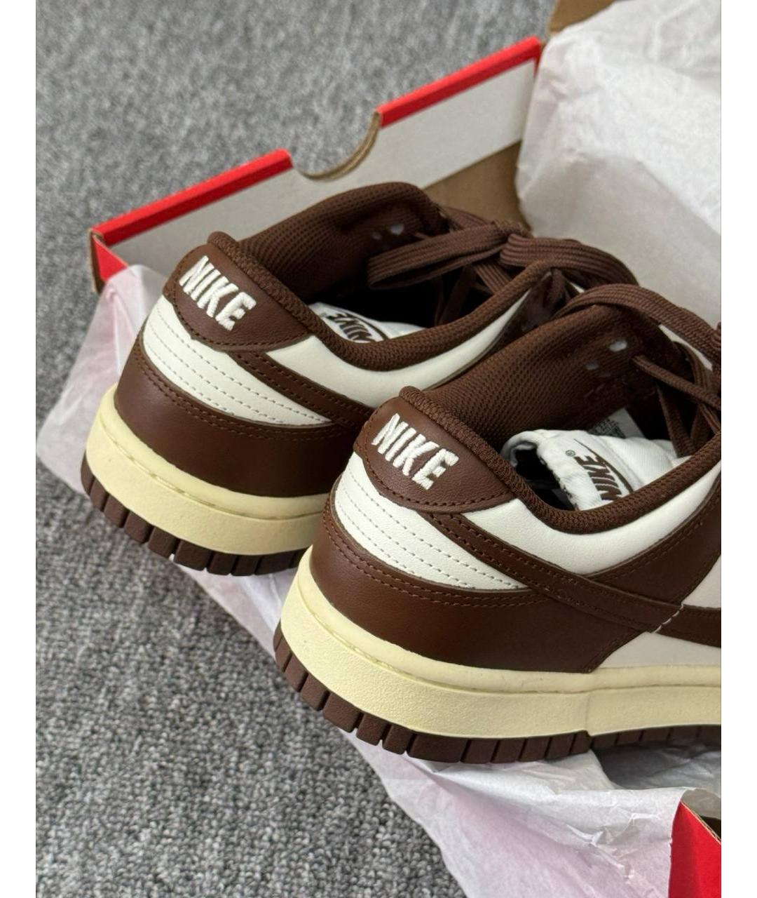NIKE Коричневые кожаные низкие кроссовки / кеды, фото 2