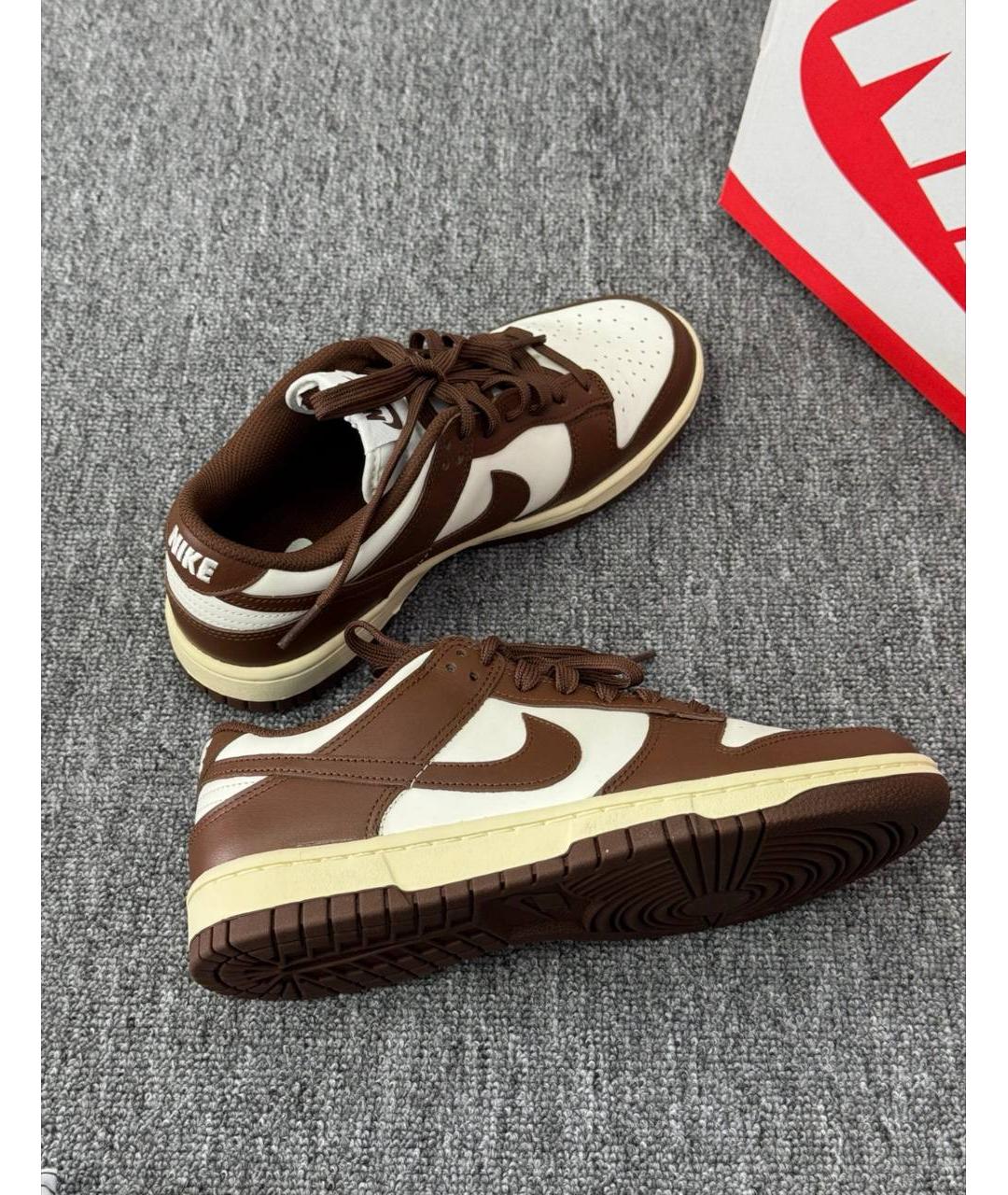 NIKE Коричневые кожаные низкие кроссовки / кеды, фото 5