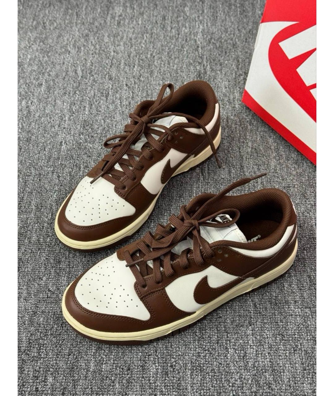 NIKE Коричневые кожаные низкие кроссовки / кеды, фото 4