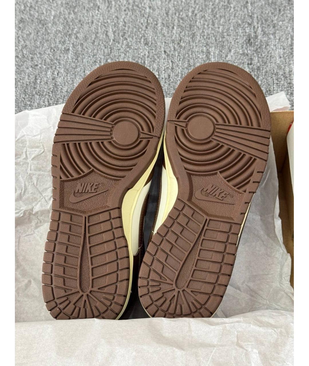 NIKE Коричневые кожаные низкие кроссовки / кеды, фото 3