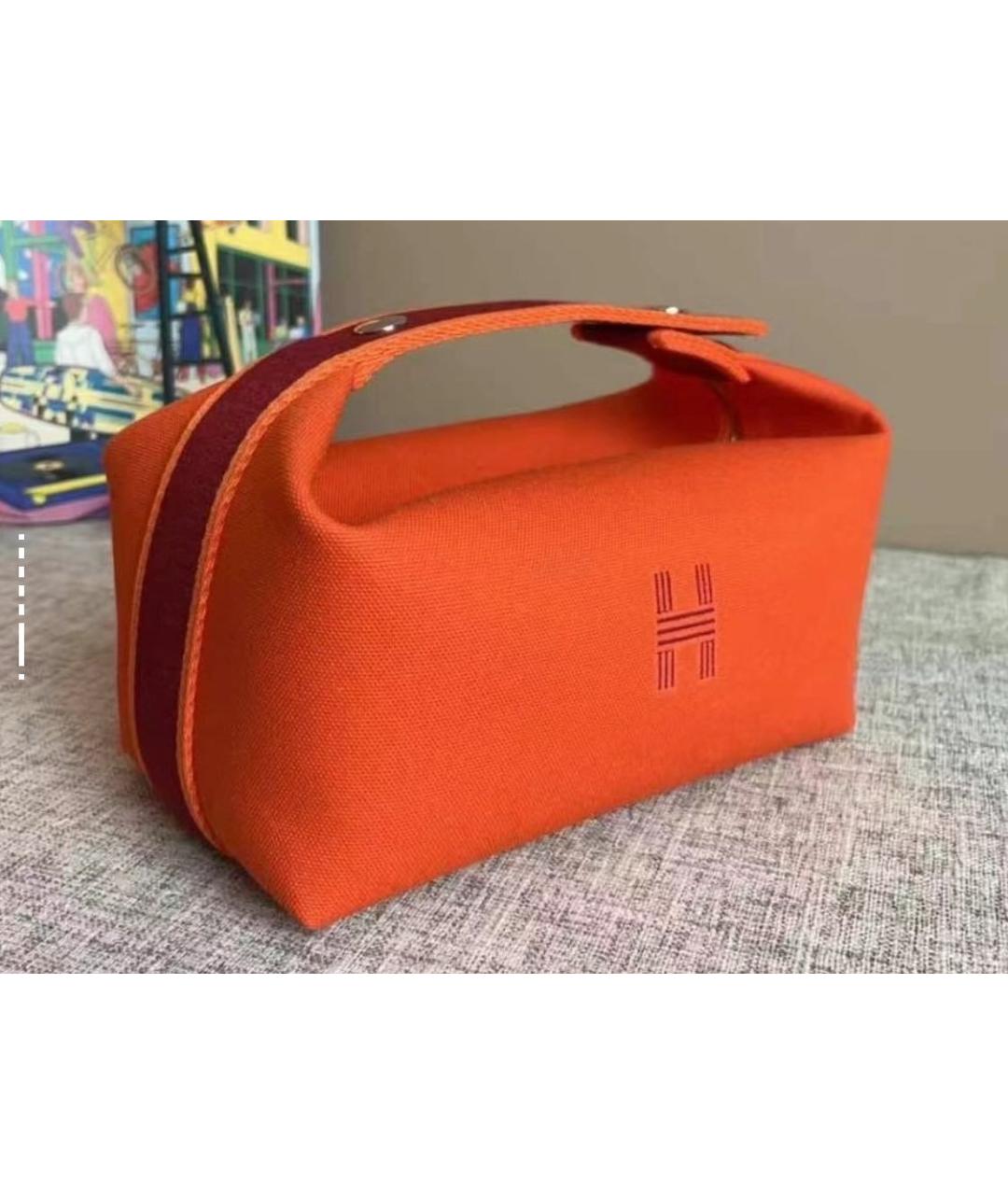HERMES Оранжевая хлопковая косметичка, фото 2