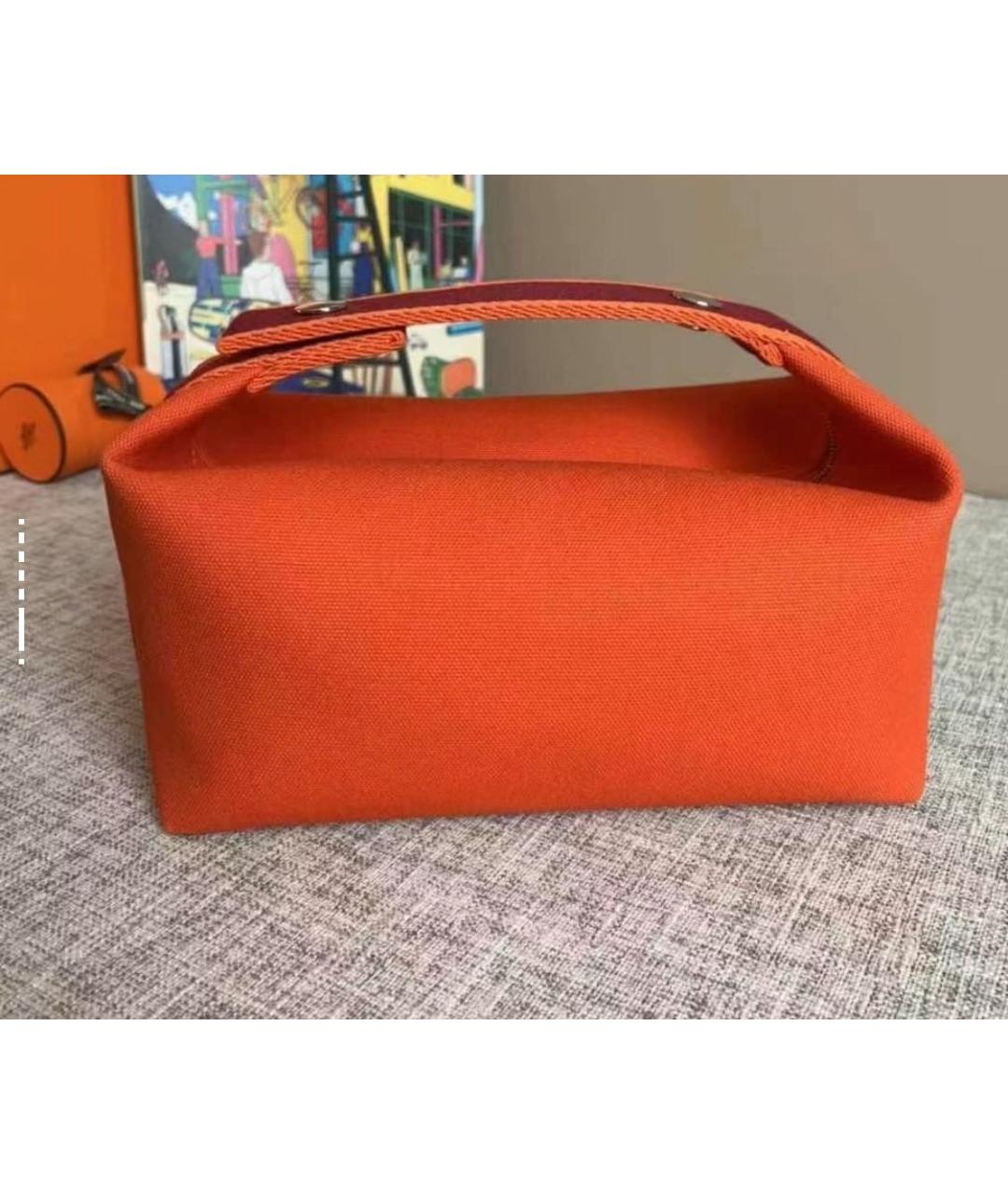 HERMES Оранжевая хлопковая косметичка, фото 4