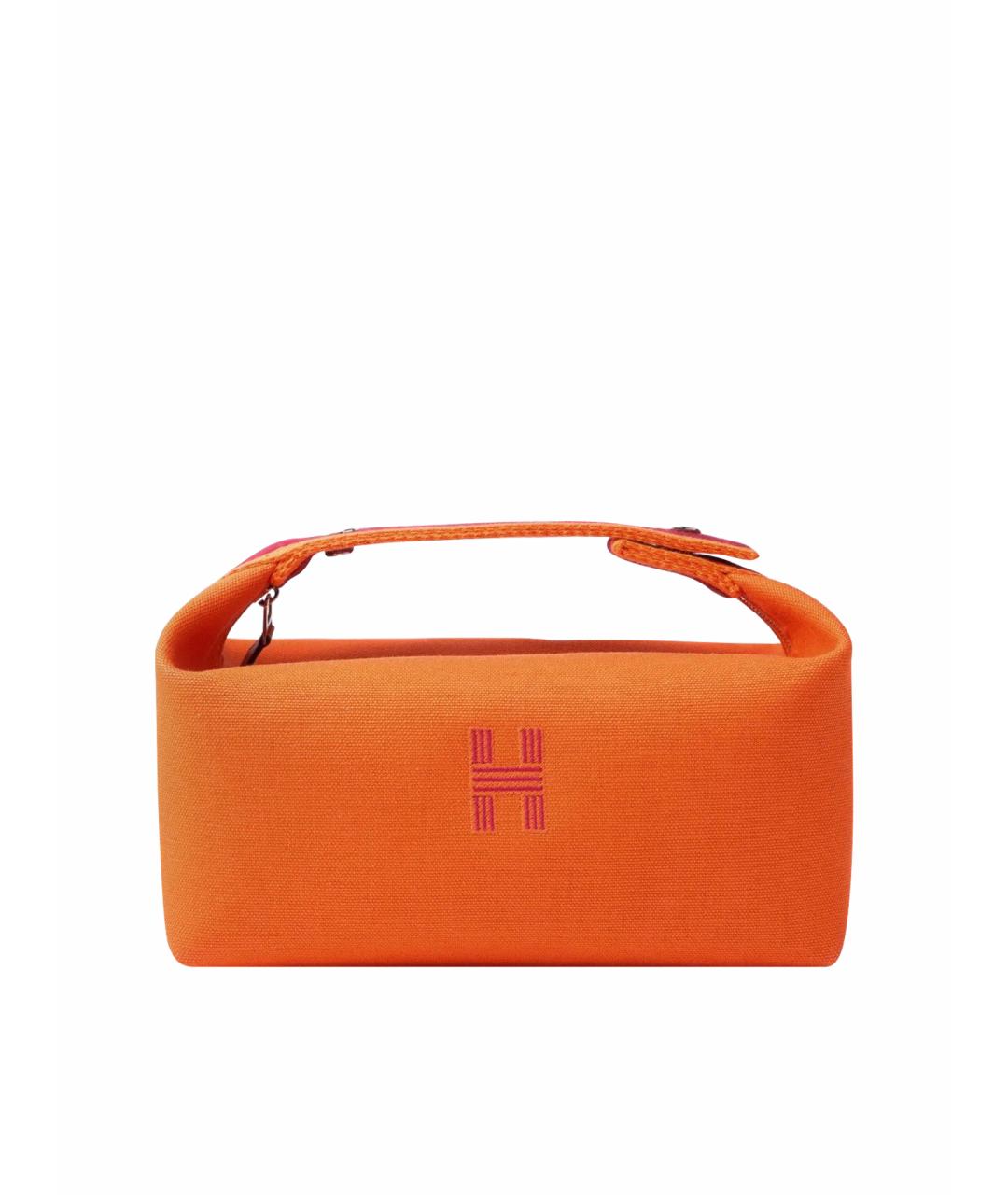 HERMES Оранжевая хлопковая косметичка, фото 1