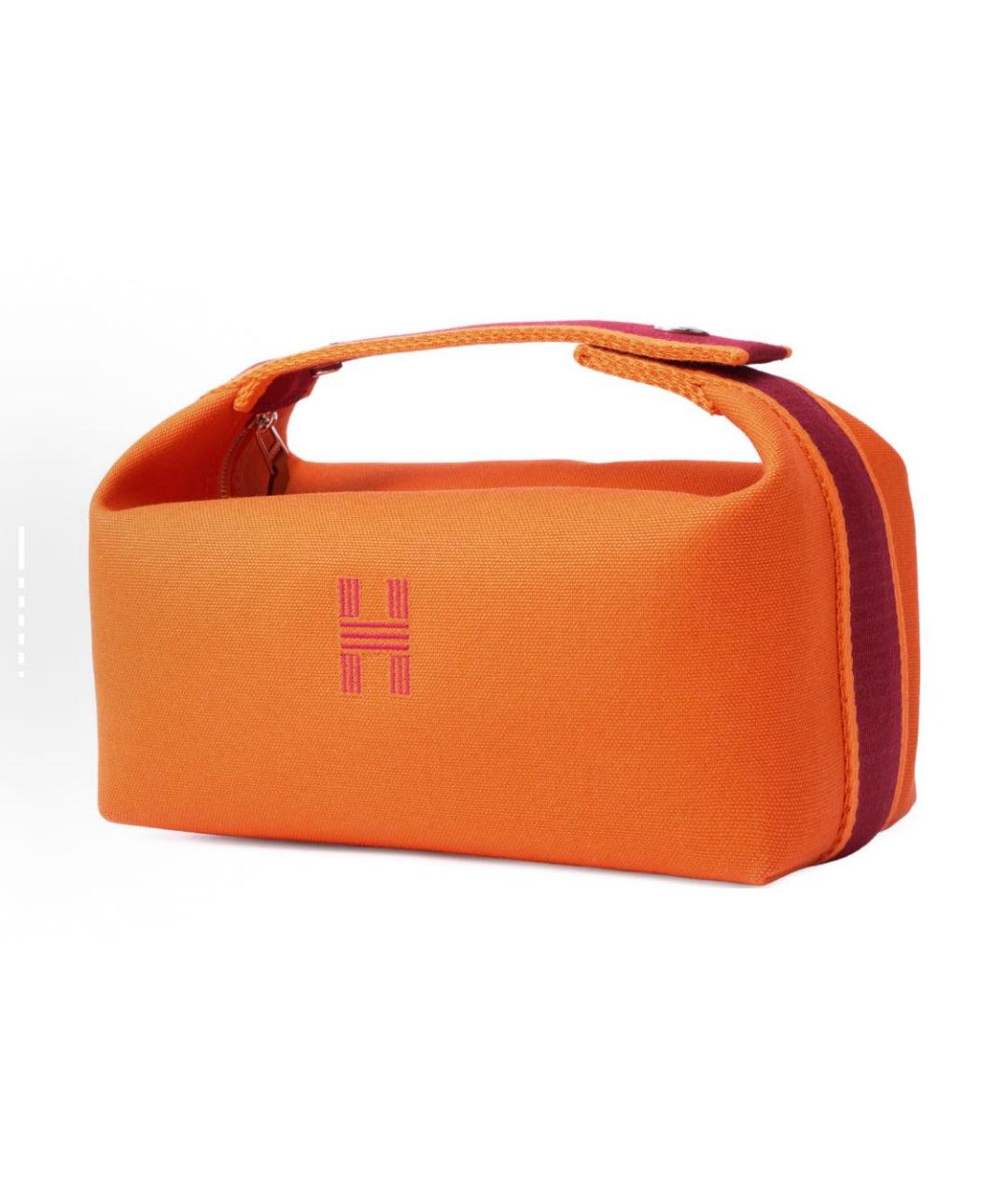 HERMES Оранжевая хлопковая косметичка, фото 6
