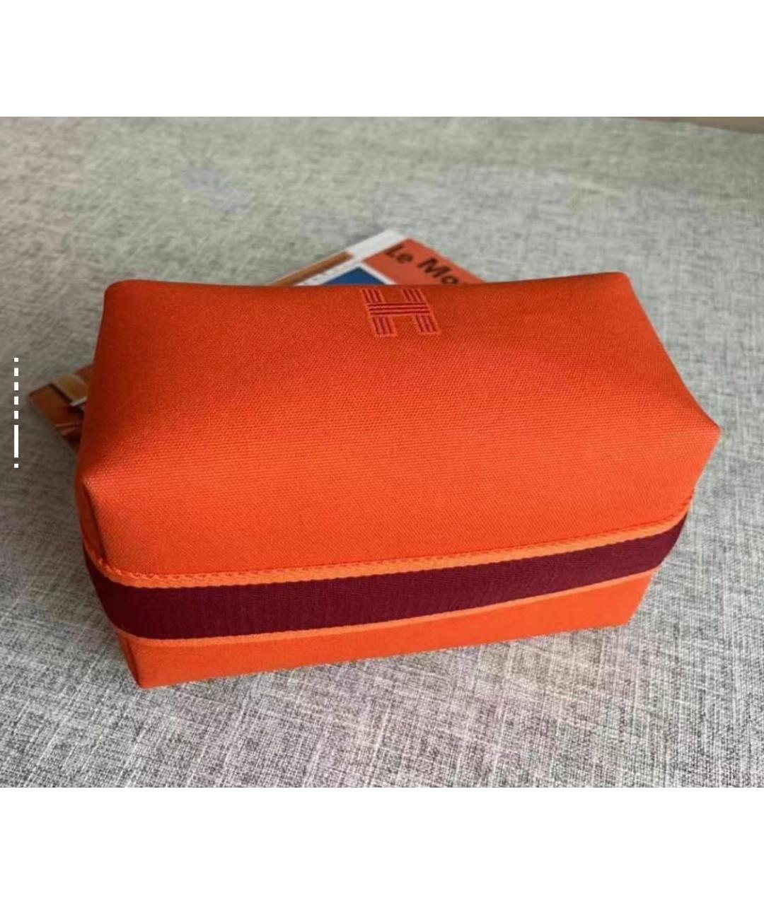 HERMES Оранжевая хлопковая косметичка, фото 3