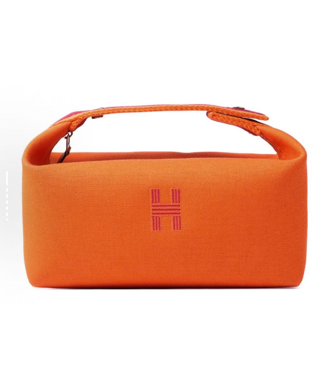 HERMES Оранжевая хлопковая косметичка, фото 7