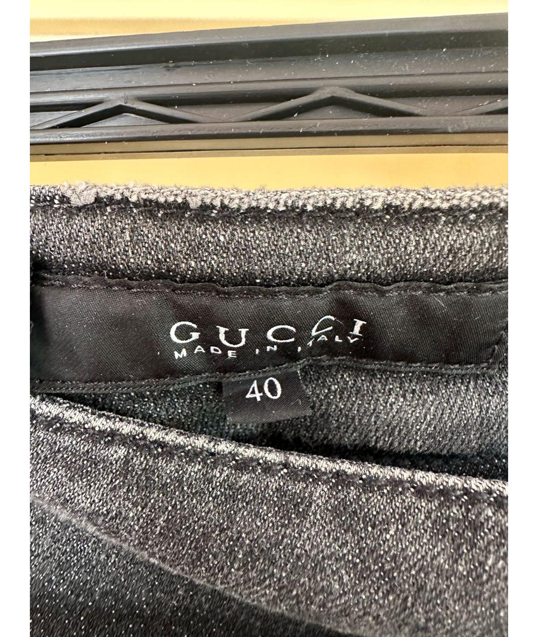 GUCCI Антрацитовые хлопко-эластановые джинсы слим, фото 3