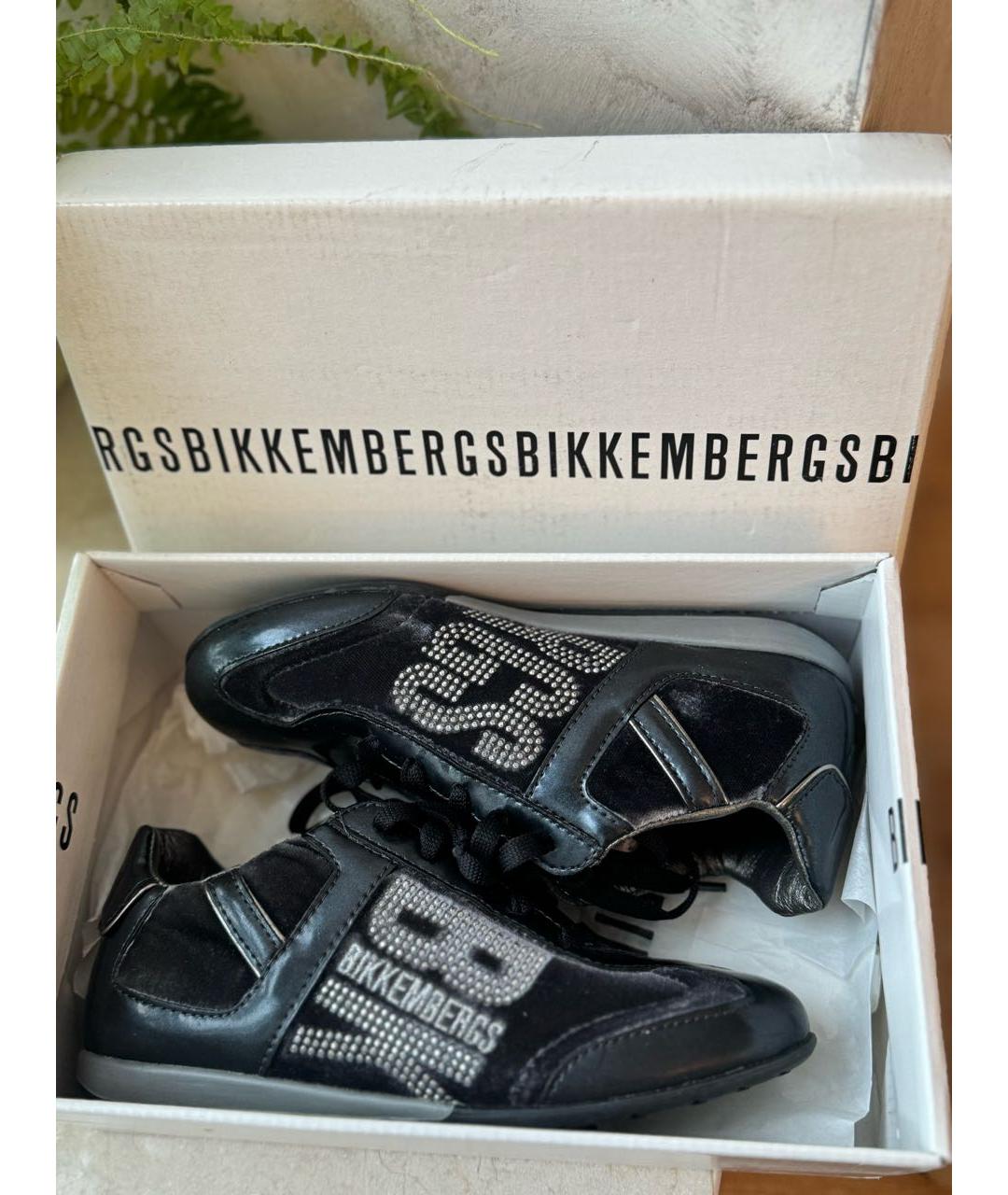 BIKKEMBERGS Антрацитовые кожаные кеды, фото 7