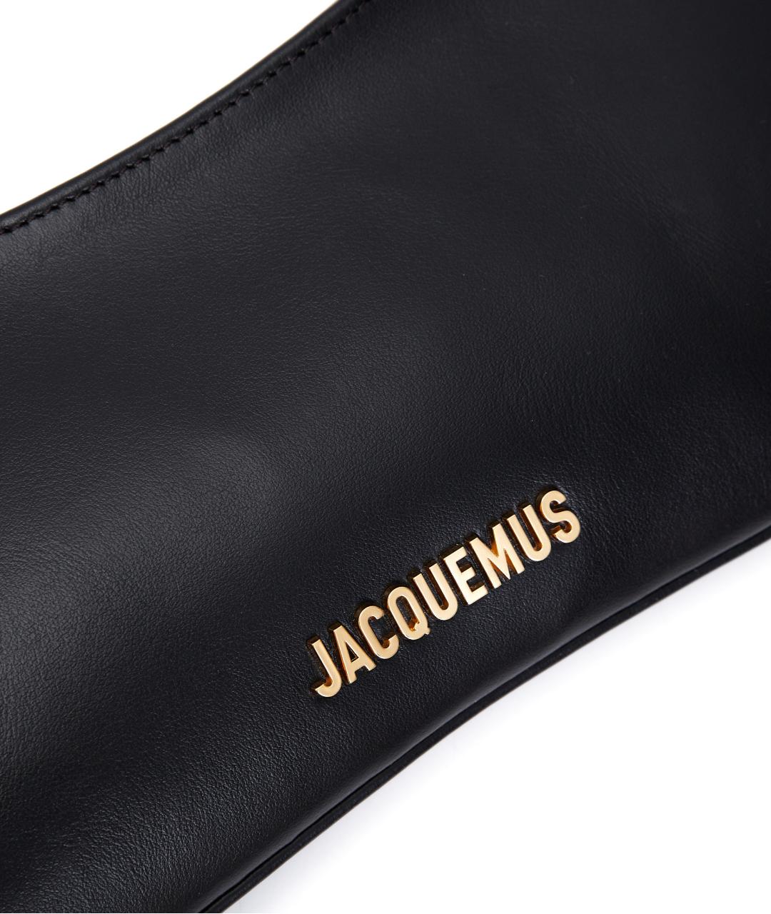 JACQUEMUS Черная кожаная сумка через плечо, фото 5