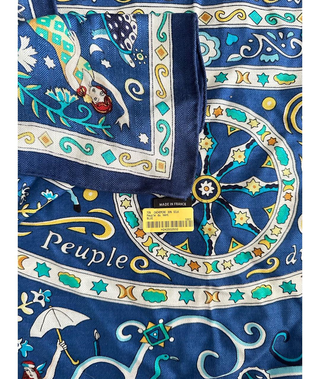 HERMES Синий кашемировый шарф, фото 6