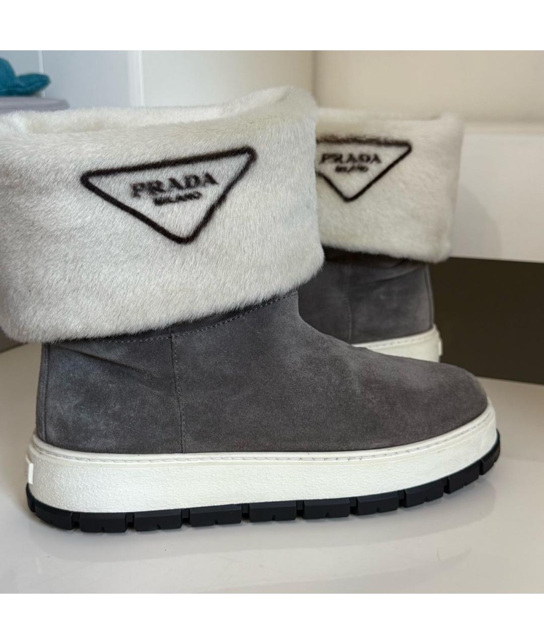 PRADA Антрацитовые замшевые полусапоги, фото 4