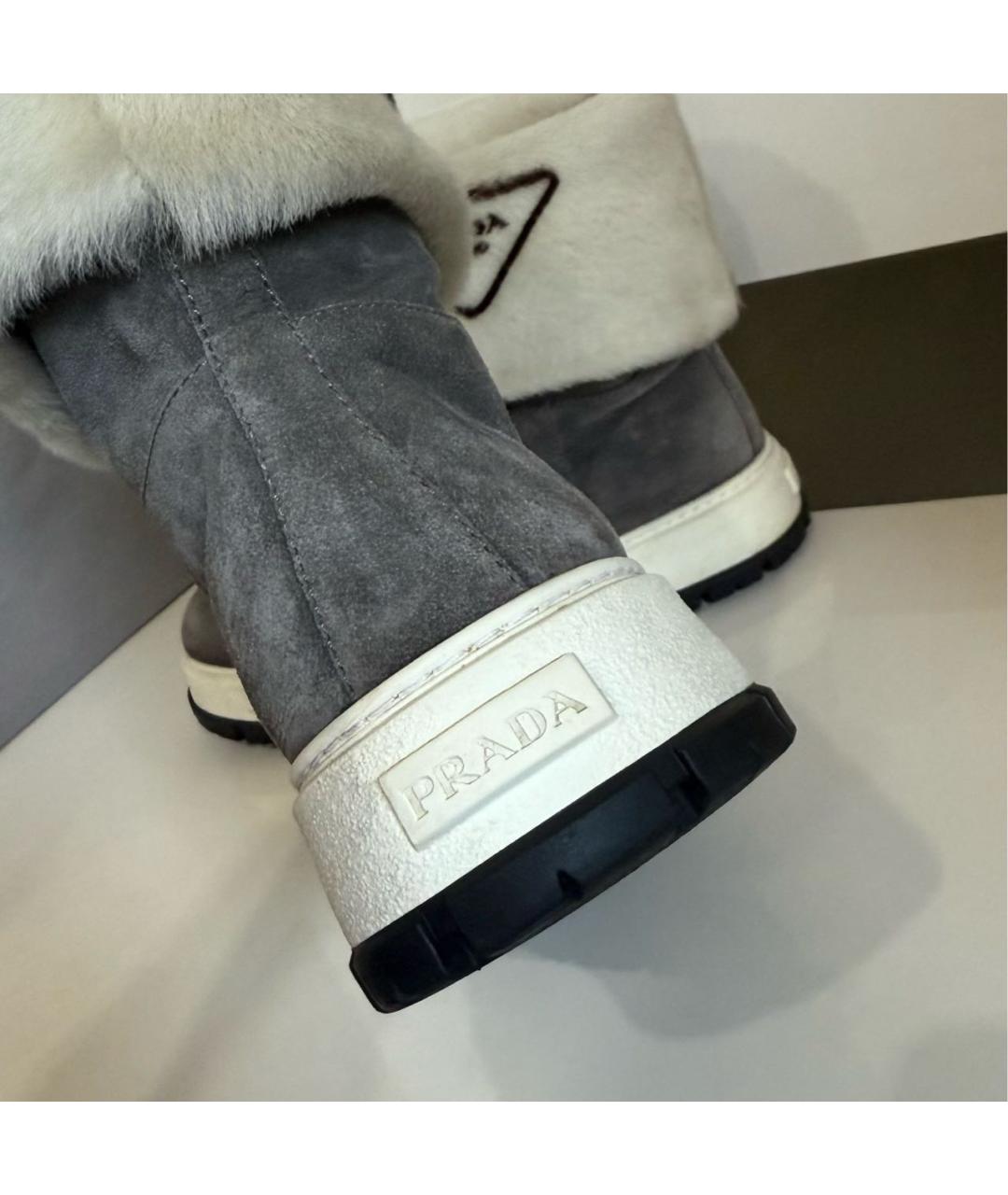 PRADA Антрацитовые замшевые полусапоги, фото 7