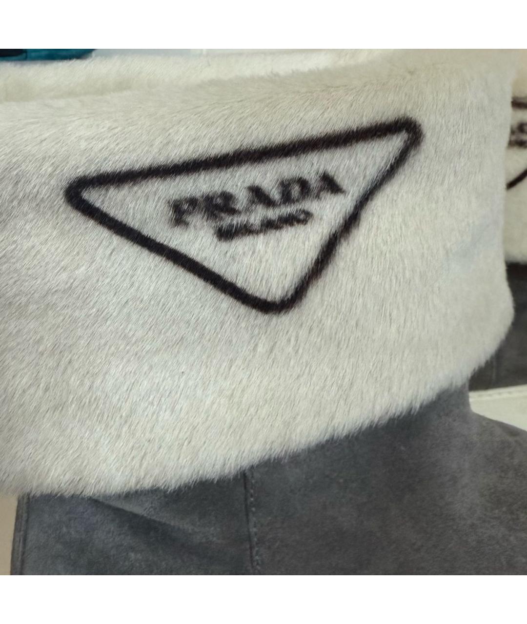 PRADA Антрацитовые замшевые полусапоги, фото 5