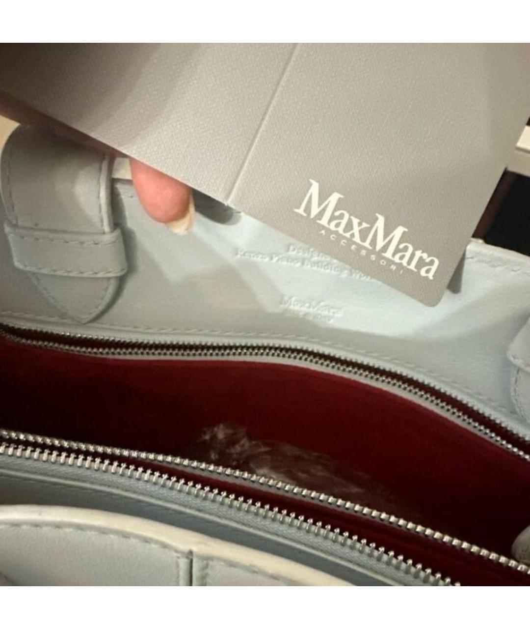 MAX MARA Голубая кожаная сумка тоут, фото 7
