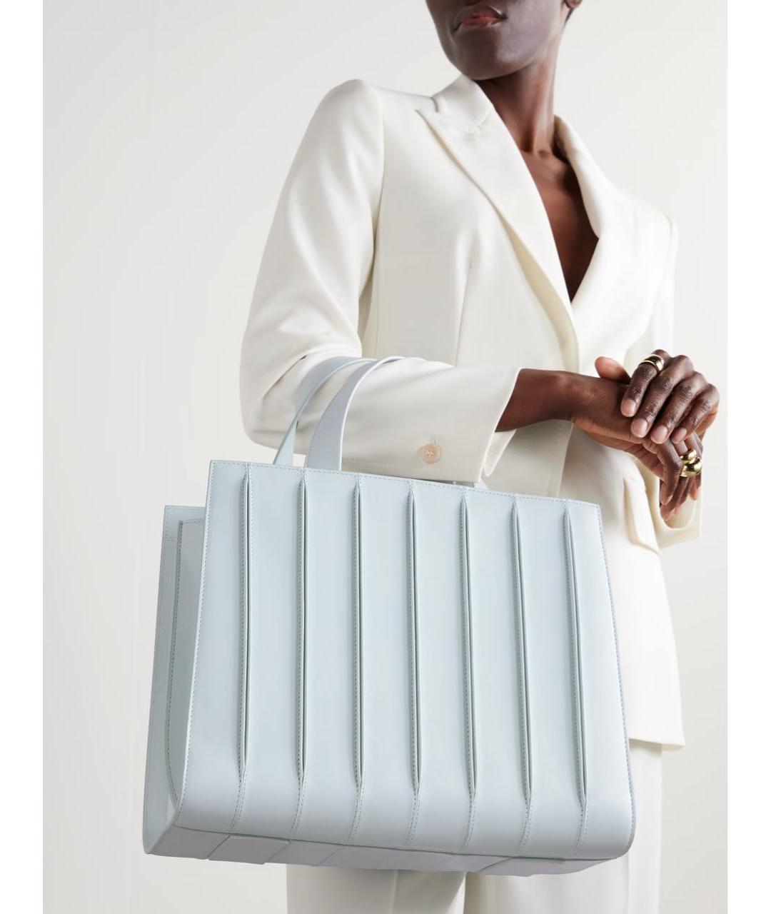 MAX MARA Голубая кожаная сумка тоут, фото 3