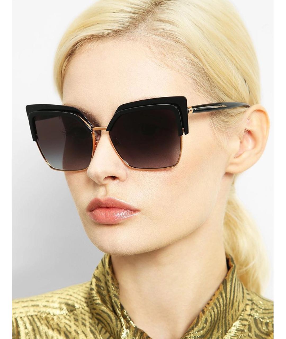 DOLCE&GABBANA Черные металлические солнцезащитные очки, фото 3