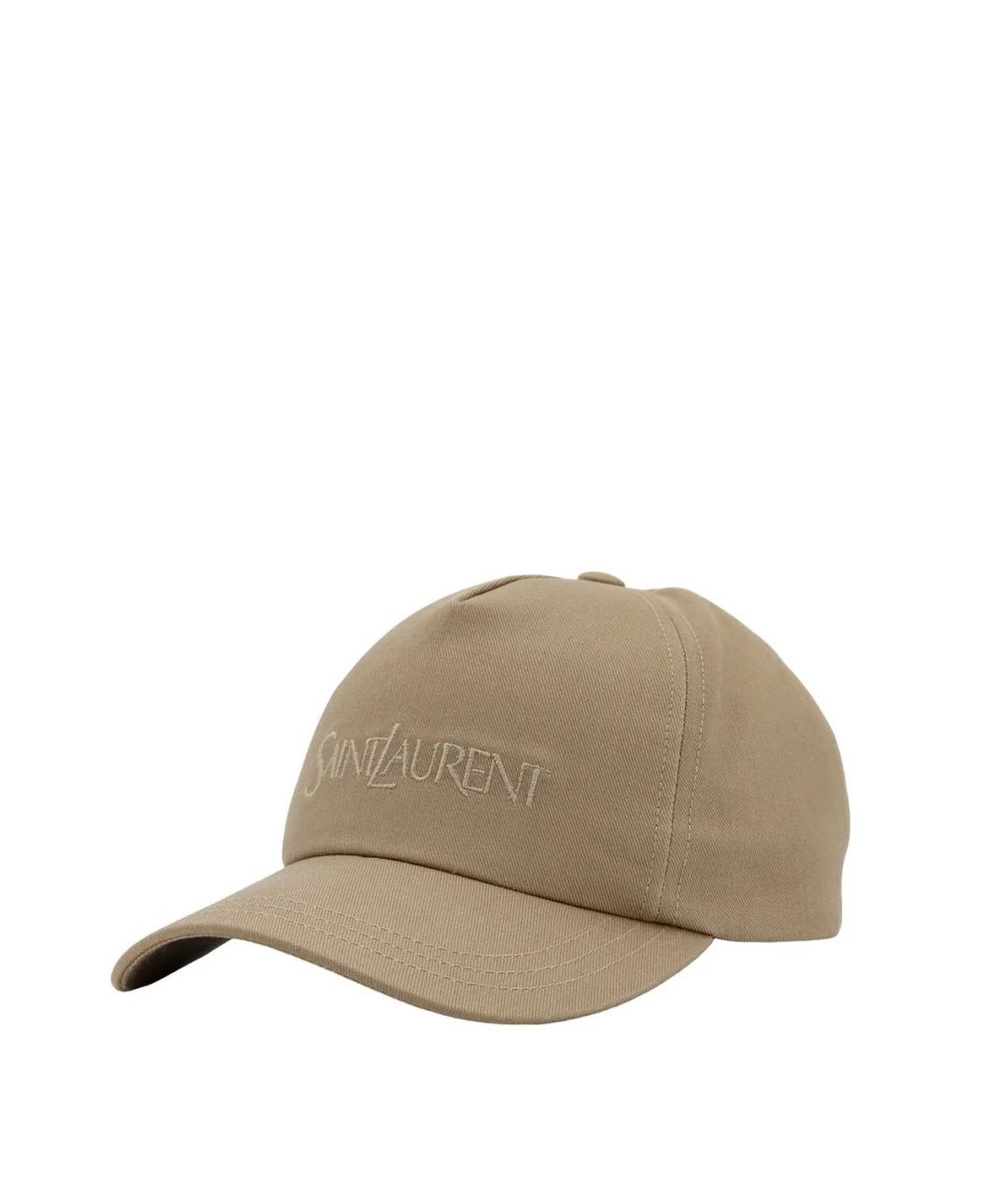 SAINT LAURENT Бежевая хлопковая кепка, фото 1