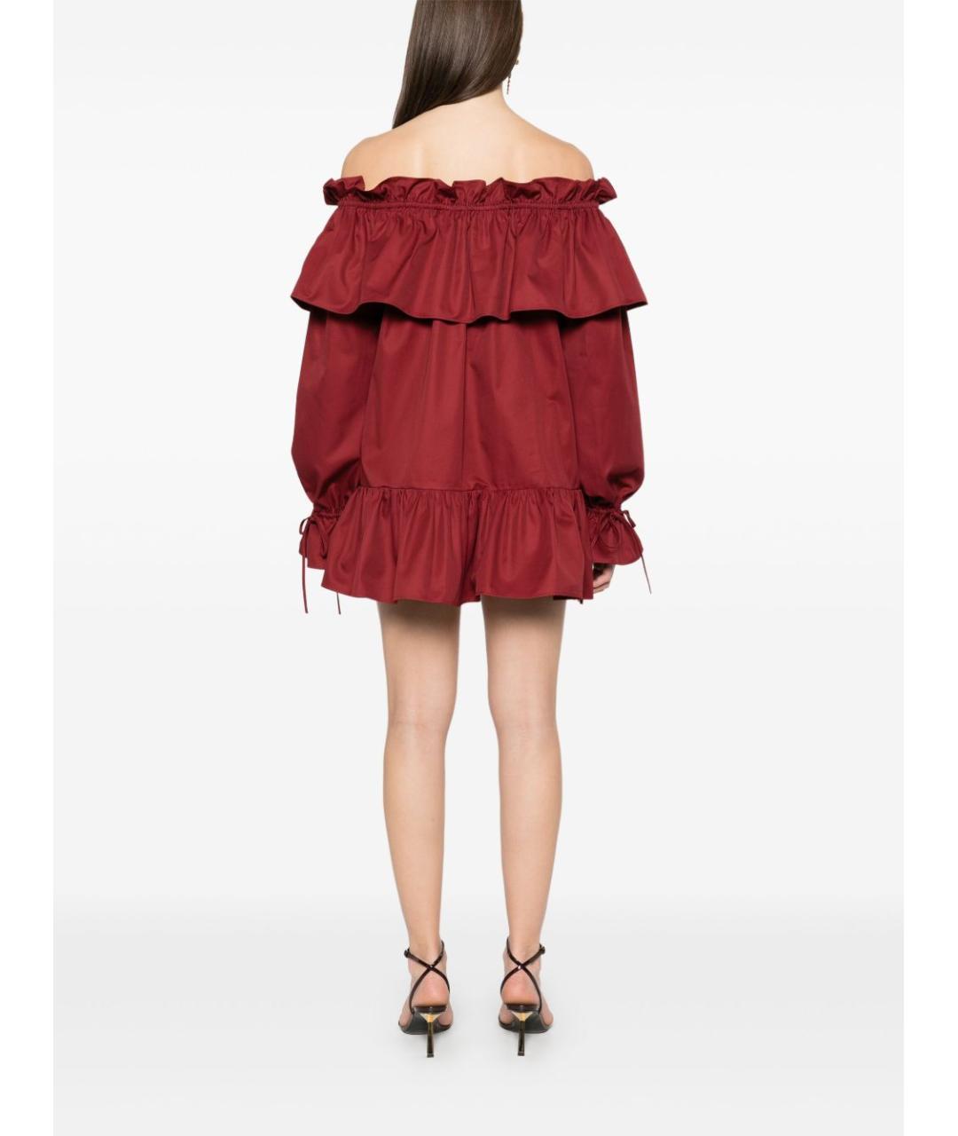 SAINT LAURENT Красное хлопковое повседневное платье, фото 2