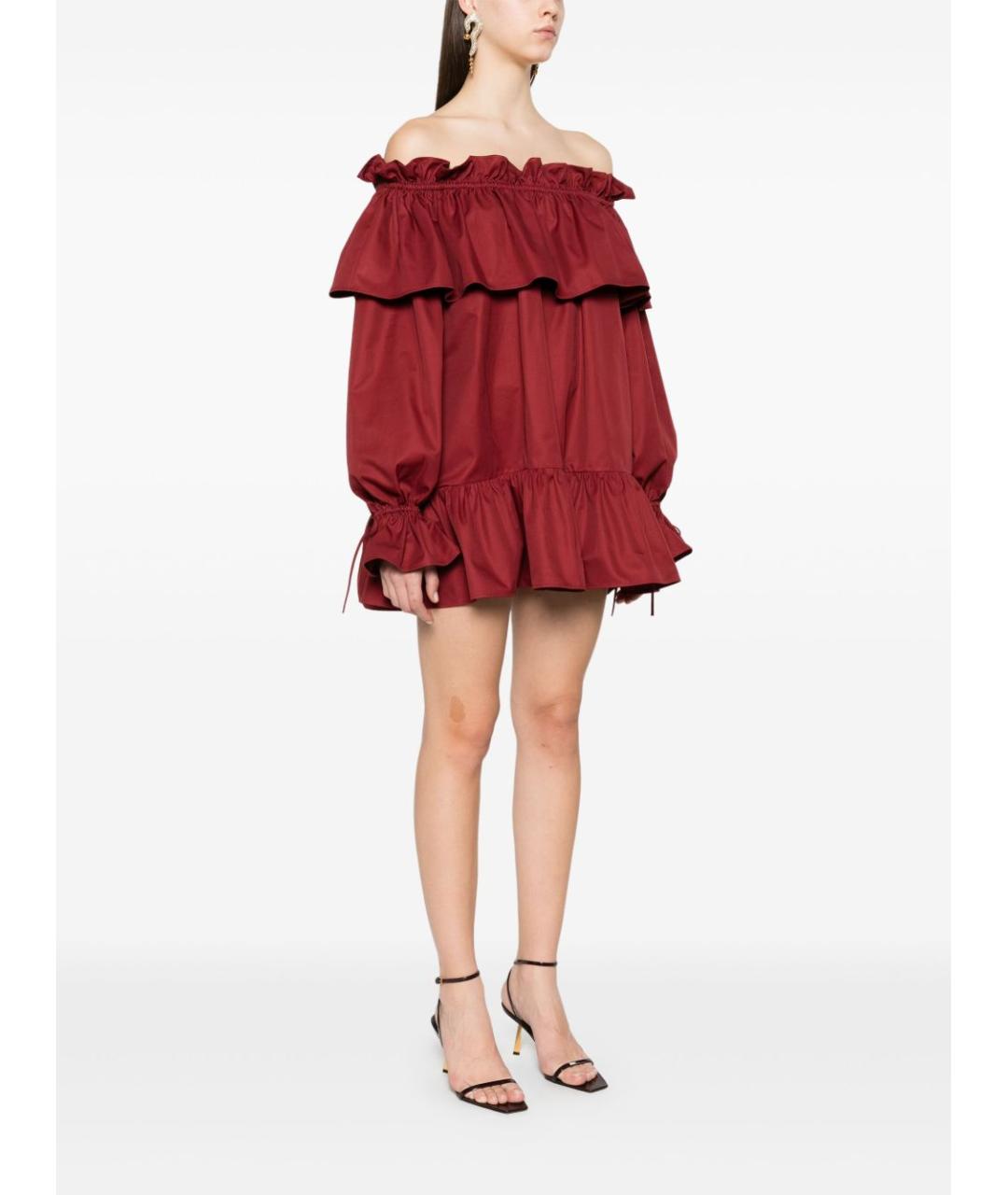 SAINT LAURENT Красное хлопковое повседневное платье, фото 3