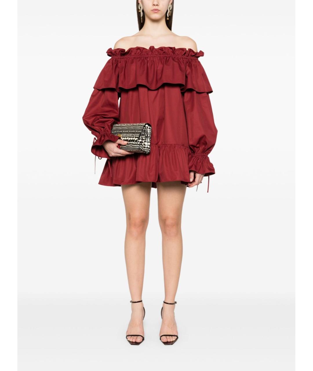 SAINT LAURENT Красное хлопковое повседневное платье, фото 5