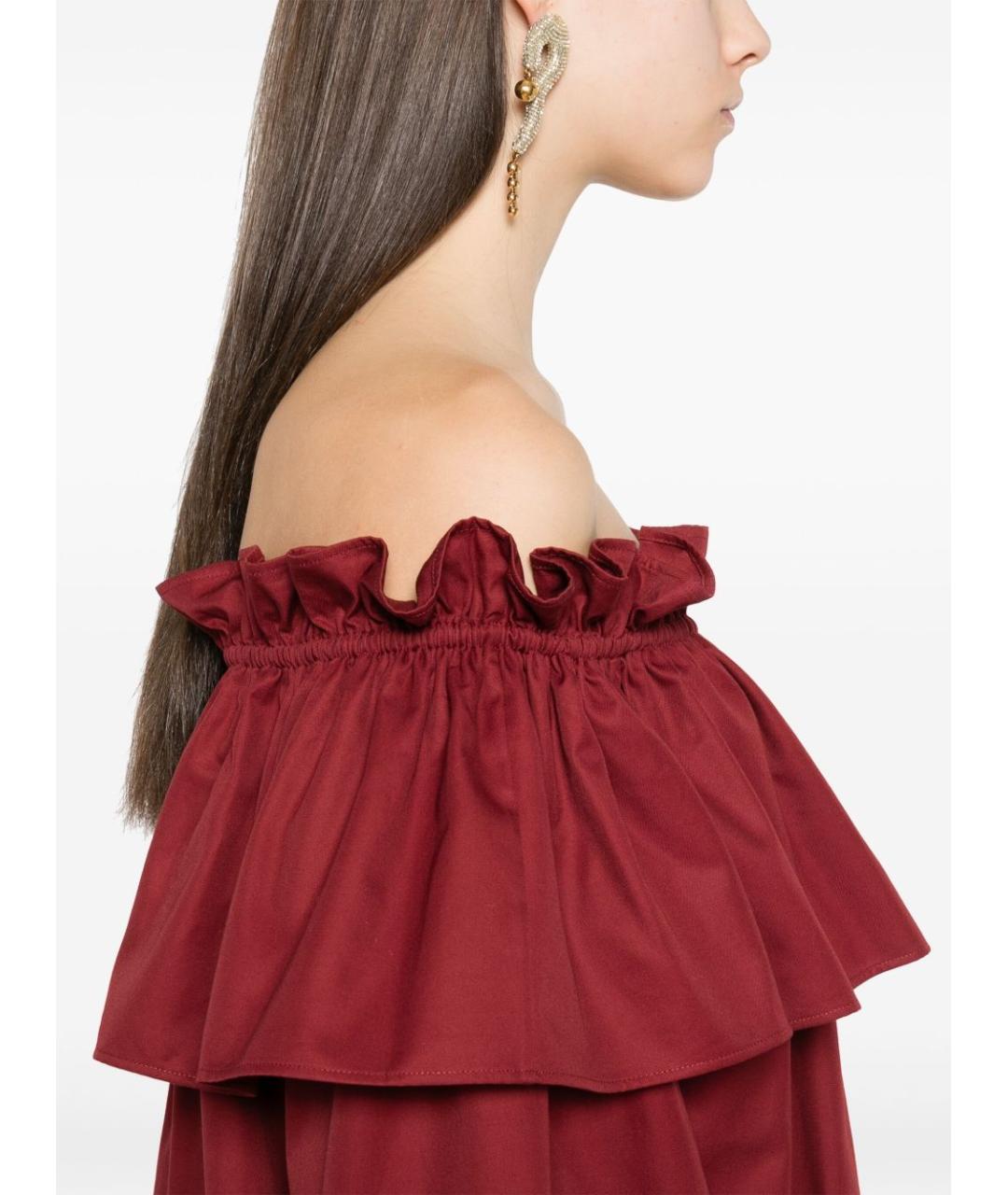 SAINT LAURENT Красное хлопковое повседневное платье, фото 4