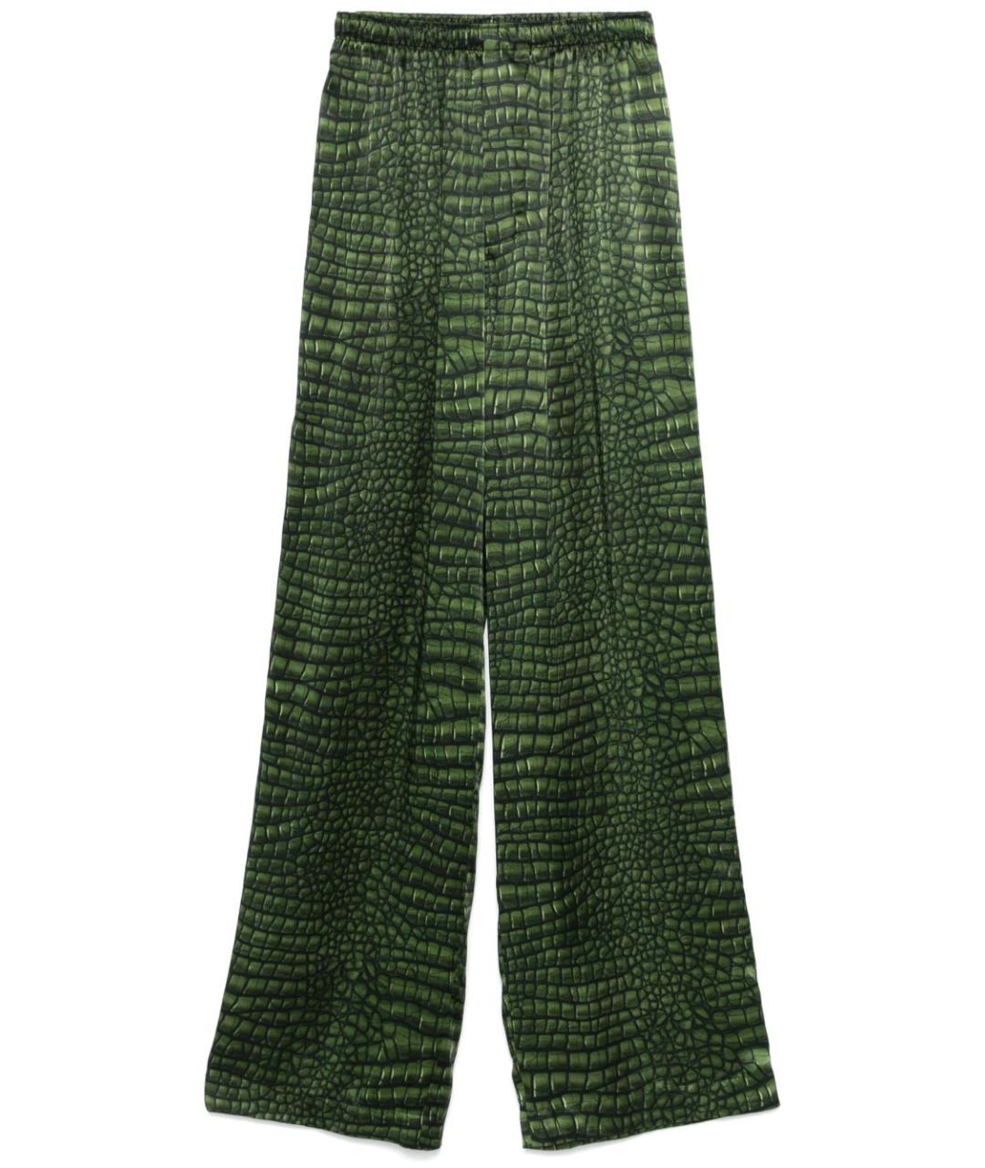 BALENCIAGA Зеленые шелковые прямые брюки, фото 1