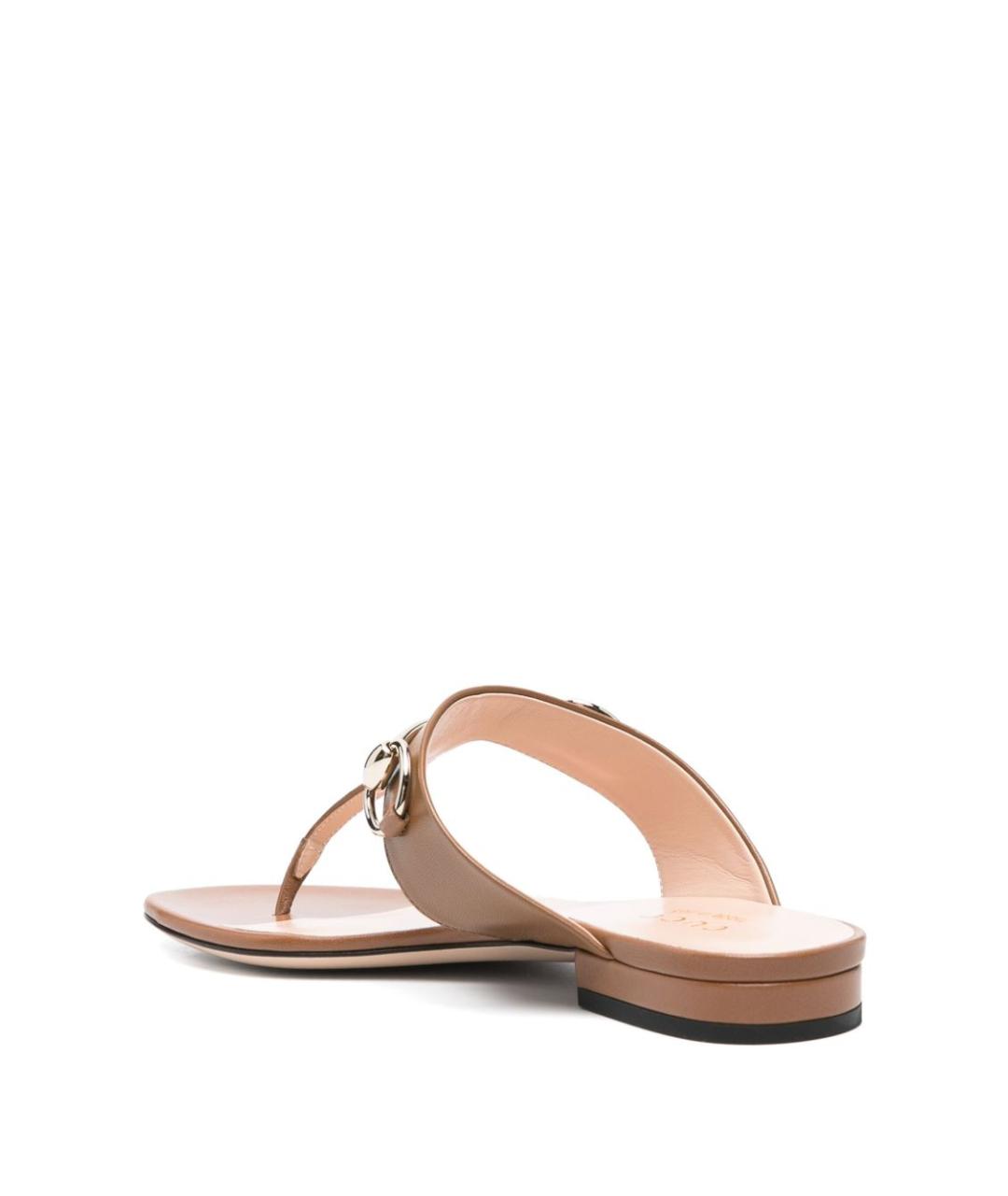 GUCCI Коричневые кожаные шлепанцы, фото 4